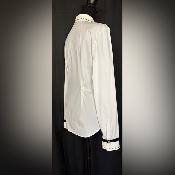 Versace White Button Down Shirt  Black & Gold Stud Accents Size M EU 44 NEW COA - Picture 5 of 17